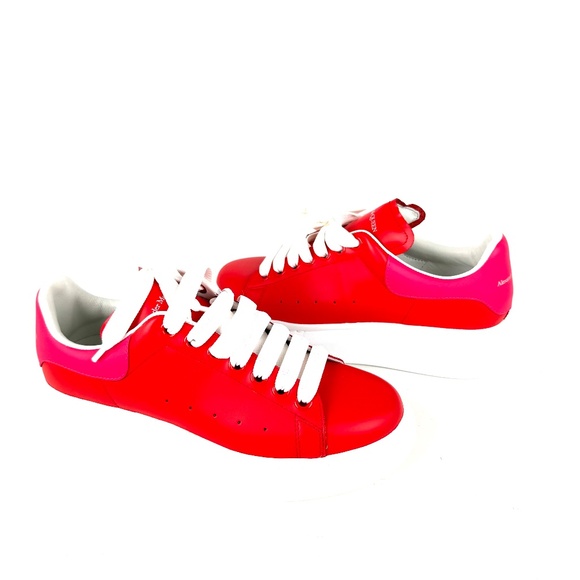 Alexander McQueen Larry Red Pink Leather Sneakers 38, 8 - Picture 4 of 11